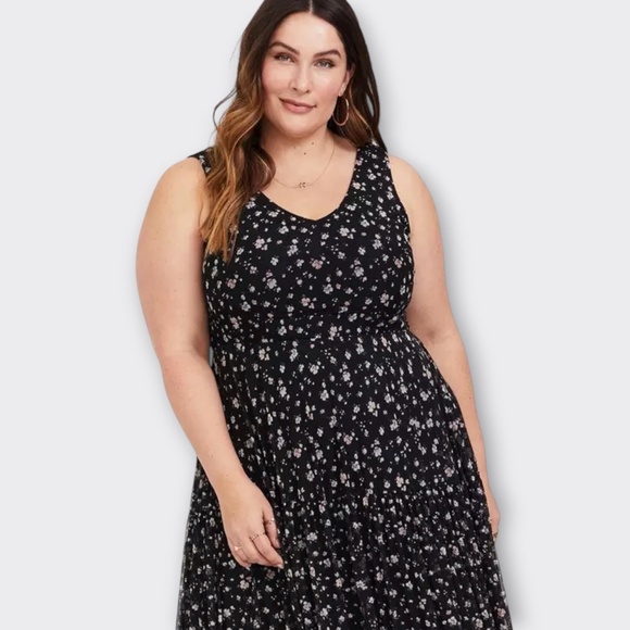 TORRID Black Floral Mesh Maxi Dress PLUS SIZE 2XL | Feminine Whimsigoth Cottage - Picture 13 of 13